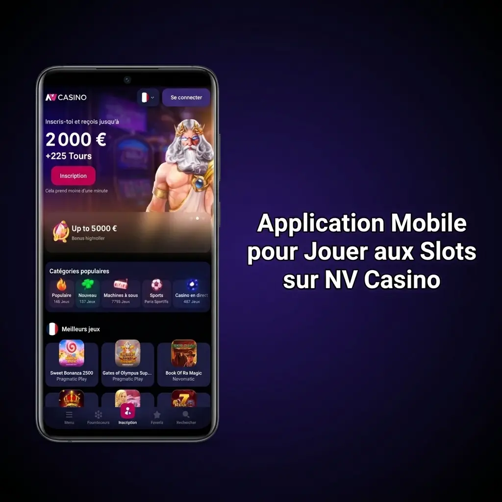 Application mobile NV Casino pour jouer aux machines à sous sur smartphone Android, iOS et PWA