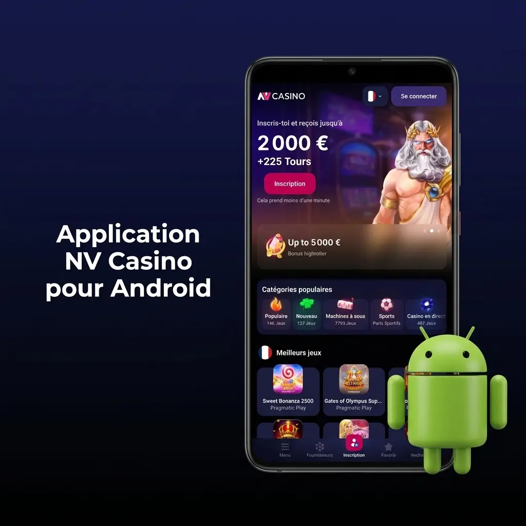 Application NV Casino pour Android disponible en téléchargement gratuit via APK officiel sur smartphone et tablette