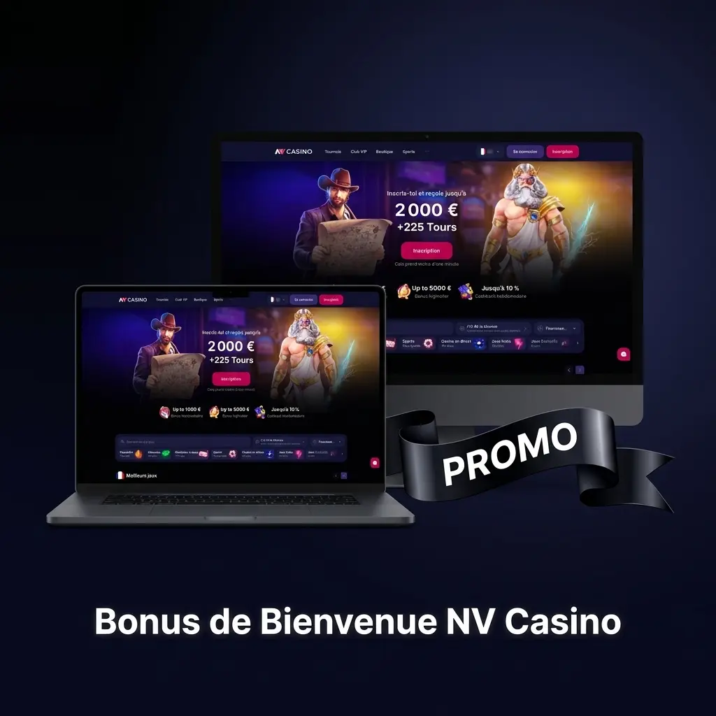 Bonus de bienvenue NV Casino France : jusqu'à 2 000 EUR et 225 tours gratuits sur premiers dépôts